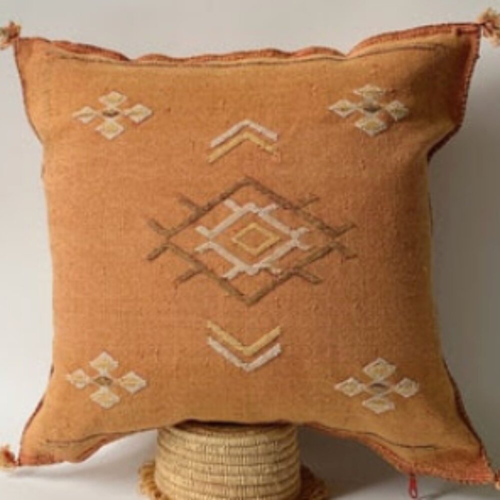 PERSIMMON - Moroccan Cactus Silk Pillow Cover-Handmade-Handwoven (Persimmon)